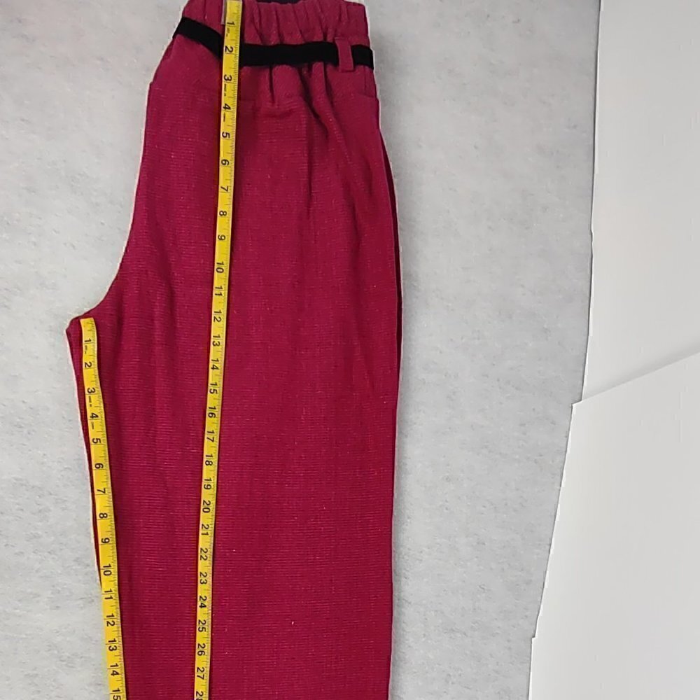 Cottage Clothing Inc. Raspberry & Black Highlights Linen Pants Size Medium (NWT) - Picture 6 of 11